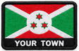 Personalised Burundi embroidered flag patch with example YOUR TOWN text