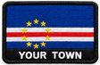Personalised Cabo Verde embroidered flag patch with example YOUR TOWN text