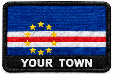 Personalised Cabo Verde embroidered flag patch with example YOUR TOWN text