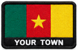 Personalised Cameroon embroidered flag patch with example YOUR TOWN text