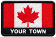 Personalised Canada embroidered flag patch with example YOUR TOWN text