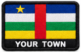 Personalised Central African Republic embroidered flag patch with example YOUR TOWN text