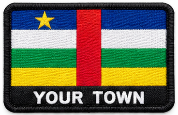 Personalised Central African Republic embroidered flag patch with example YOUR TOWN text