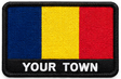 Personalised Chad embroidered flag patch with example YOUR TOWN text