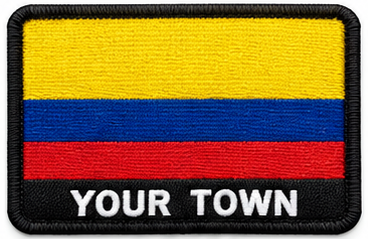 Personalised Colombia embroidered flag patch with example YOUR TOWN text