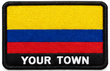 Personalised Colombia embroidered flag patch with example YOUR TOWN text