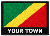 Personalised Congo Republic embroidered flag patch with example YOUR TOWN text