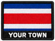 Personalised Costa Rica embroidered flag patch with example YOUR TOWN text