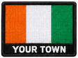 Personalised Côte d’Ivoire embroidered flag patch with example YOUR TOWN text
