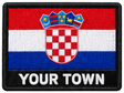Personalised Croatia embroidered flag patch with example YOUR TOWN text