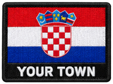 Personalised Croatia embroidered flag patch with example YOUR TOWN text