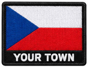 Personalised Czechia embroidered flag patch with example YOUR TOWN text