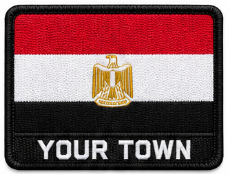 Personalised Egypt embroidered flag patch with example YOUR TOWN text