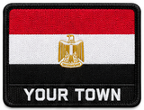 Personalised Egypt embroidered flag patch with example YOUR TOWN text