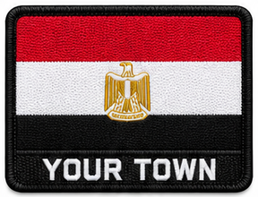 Personalised Egypt embroidered flag patch with example YOUR TOWN text