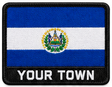 Personalised El Salvador embroidered flag patch with example YOUR TOWN text