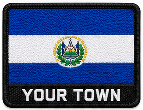 Personalised El Salvador embroidered flag patch with example YOUR TOWN text