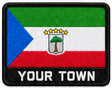 Personalised Equatorial Guinea embroidered flag patch with example YOUR TOWN text