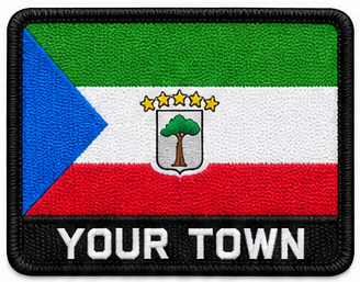 Personalised Equatorial Guinea embroidered flag patch with example YOUR TOWN text