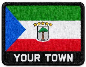 Personalised Equatorial Guinea embroidered flag patch with example YOUR TOWN text