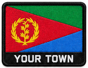 Personalised Eritrea embroidered flag patch with example YOUR TOWN text