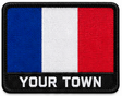 Personalised France embroidered flag patch with example YOUR TOWN text