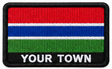 Personalised Gambia embroidered flag patch with example YOUR TOWN text