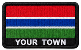 Personalised Gambia embroidered flag patch with example YOUR TOWN text
