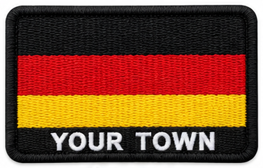 Personalised Germany embroidered flag patch with example YOUR TOWN text