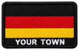 Personalised Germany embroidered flag patch with example YOUR TOWN text