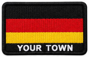 Personalised Germany embroidered flag patch with example YOUR TOWN text