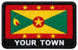 Personalised Grenada embroidered flag patch with example YOUR TOWN text