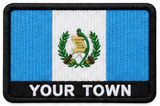 Personalised Guatemala embroidered flag patch with example YOUR TOWN text
