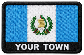 Personalised Guatemala embroidered flag patch with example YOUR TOWN text