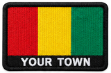Personalised Guinea embroidered flag patch with example YOUR TOWN text