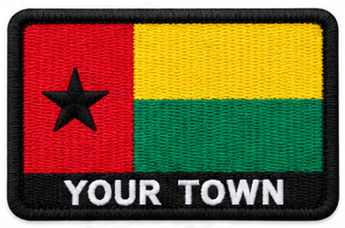 Personalised Guinea-Bissau embroidered flag patch with example YOUR TOWN text