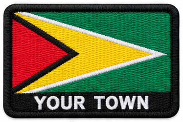 Personalised Guyana embroidered flag patch with example YOUR TOWN text