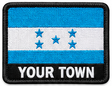 Personalised Honduras embroidered flag patch with example YOUR TOWN text