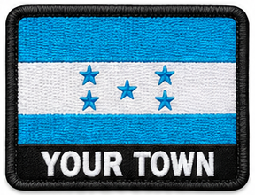 Personalised Honduras embroidered flag patch with example YOUR TOWN text