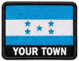 Personalised Honduras embroidered flag patch with example YOUR TOWN text