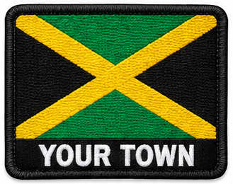 Personalised Jamaica embroidered flag patch with example YOUR TOWN text