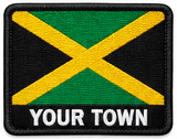 Personalised Jamaica embroidered flag patch with example YOUR TOWN text