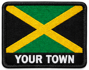 Personalised Jamaica embroidered flag patch with example YOUR TOWN text