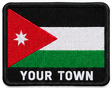 Personalised Jordan embroidered flag patch with example YOUR TOWN text
