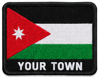 Personalised Jordan embroidered flag patch with example YOUR TOWN text