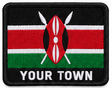 Personalised Kenya embroidered flag patch with example YOUR TOWN text