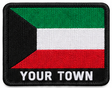 Personalised Kuwait embroidered flag patch with example YOUR TOWN text