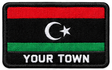 Personalised Libya embroidered flag patch with example YOUR TOWN text