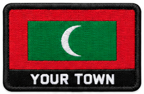 Personalised Maldives embroidered flag patch with example YOUR TOWN text