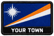 Personalised Marshall Islands embroidered flag patch with example YOUR TOWN text